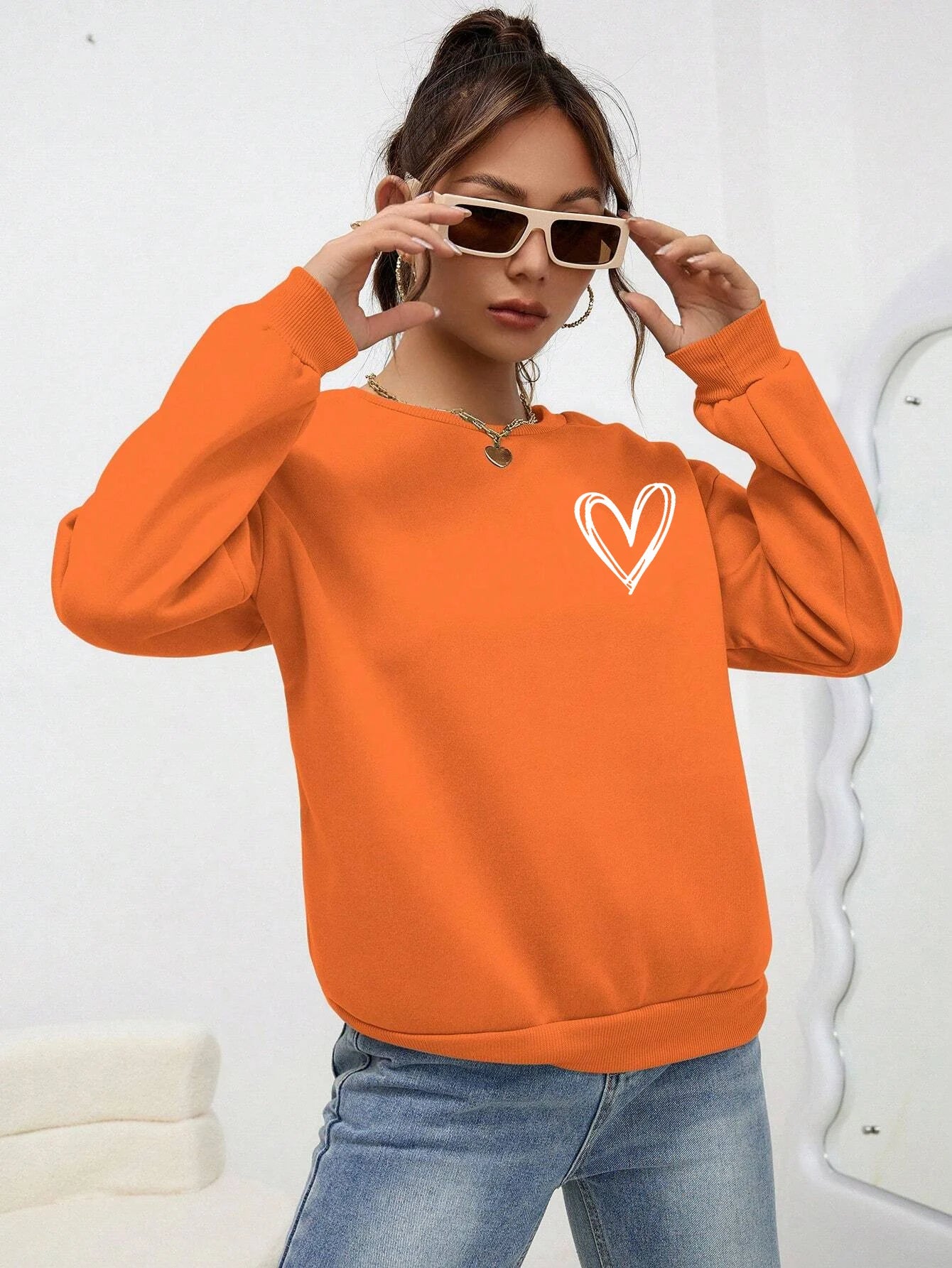 Heart Sweatshirt Womens