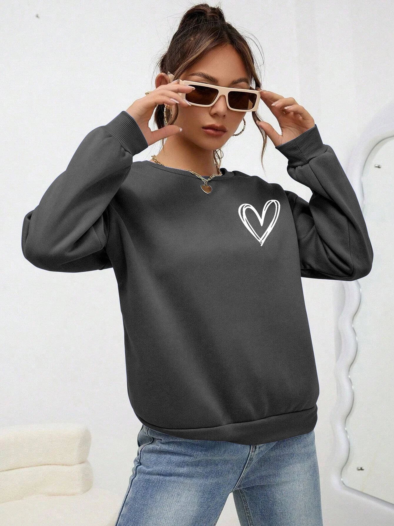 Heart Sweatshirt Womens