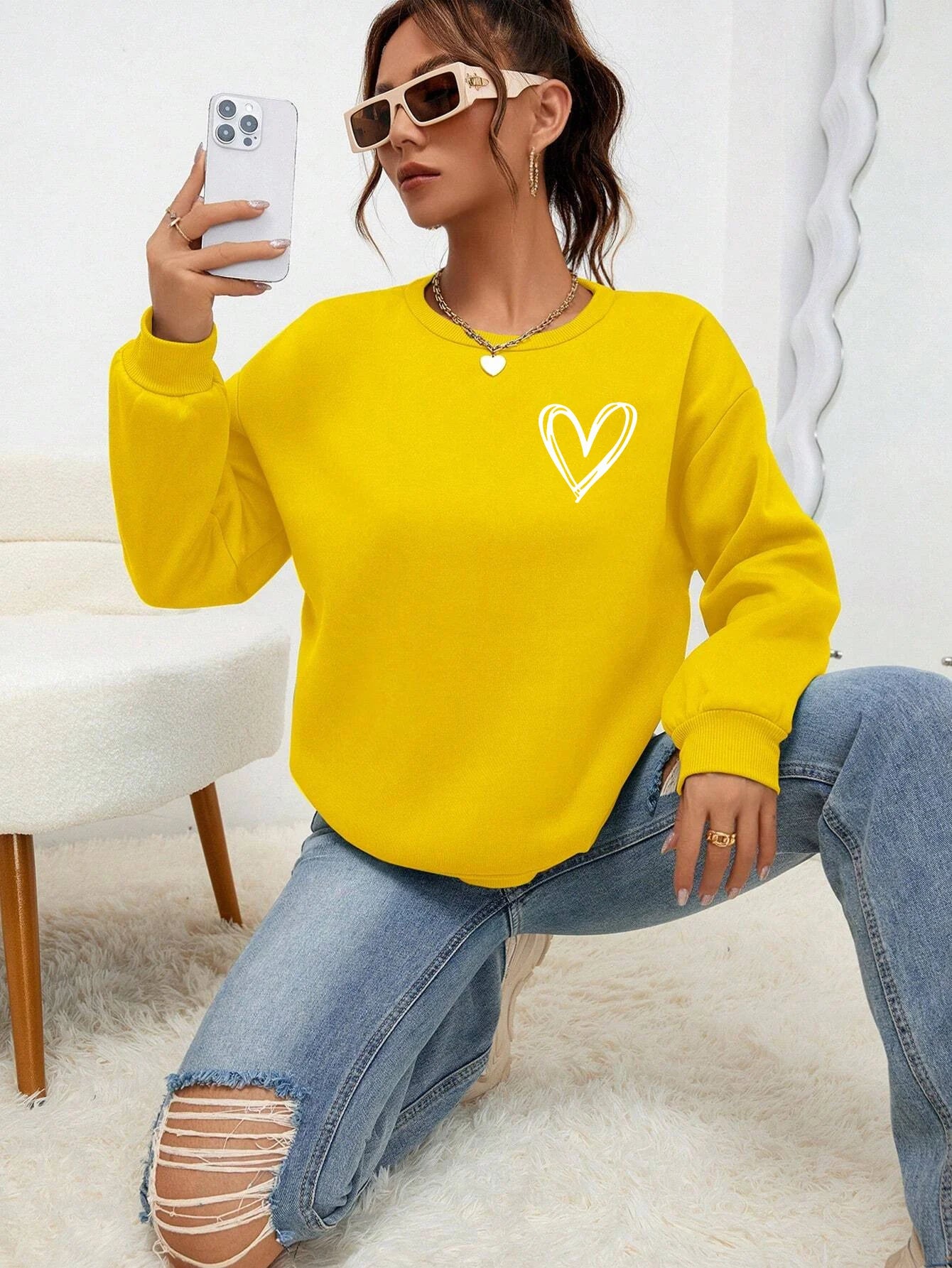 Heart Sweatshirt Womens