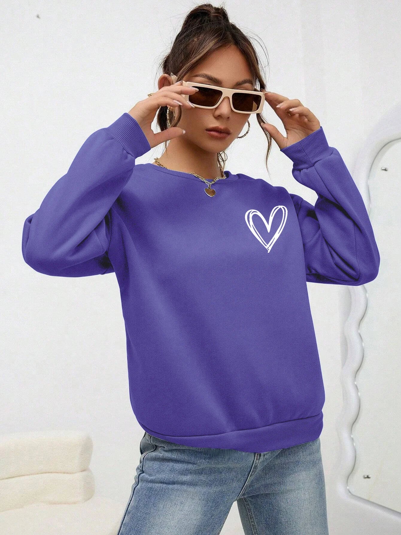 Heart Sweatshirt Womens