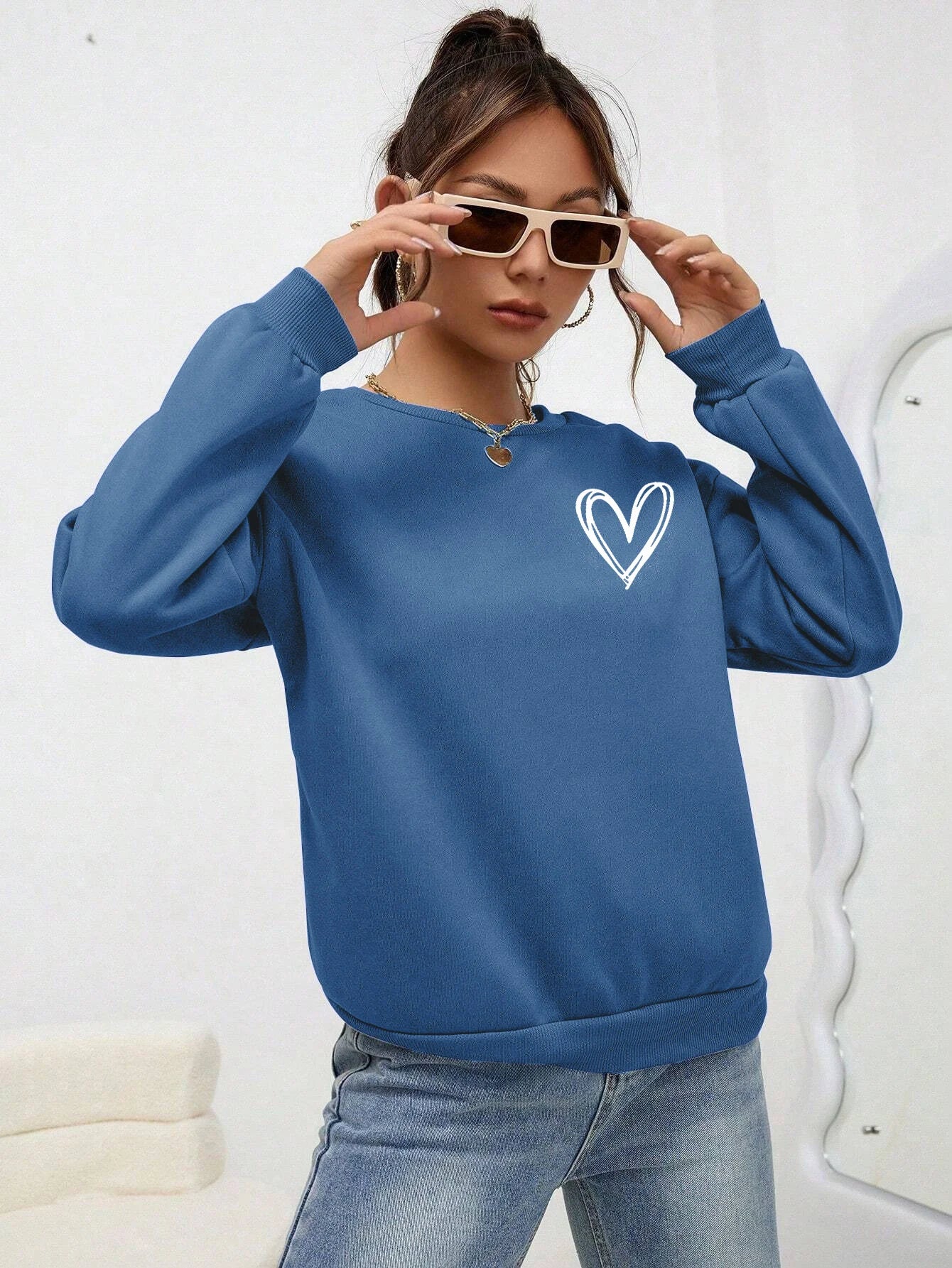 Heart Sweatshirt Womens