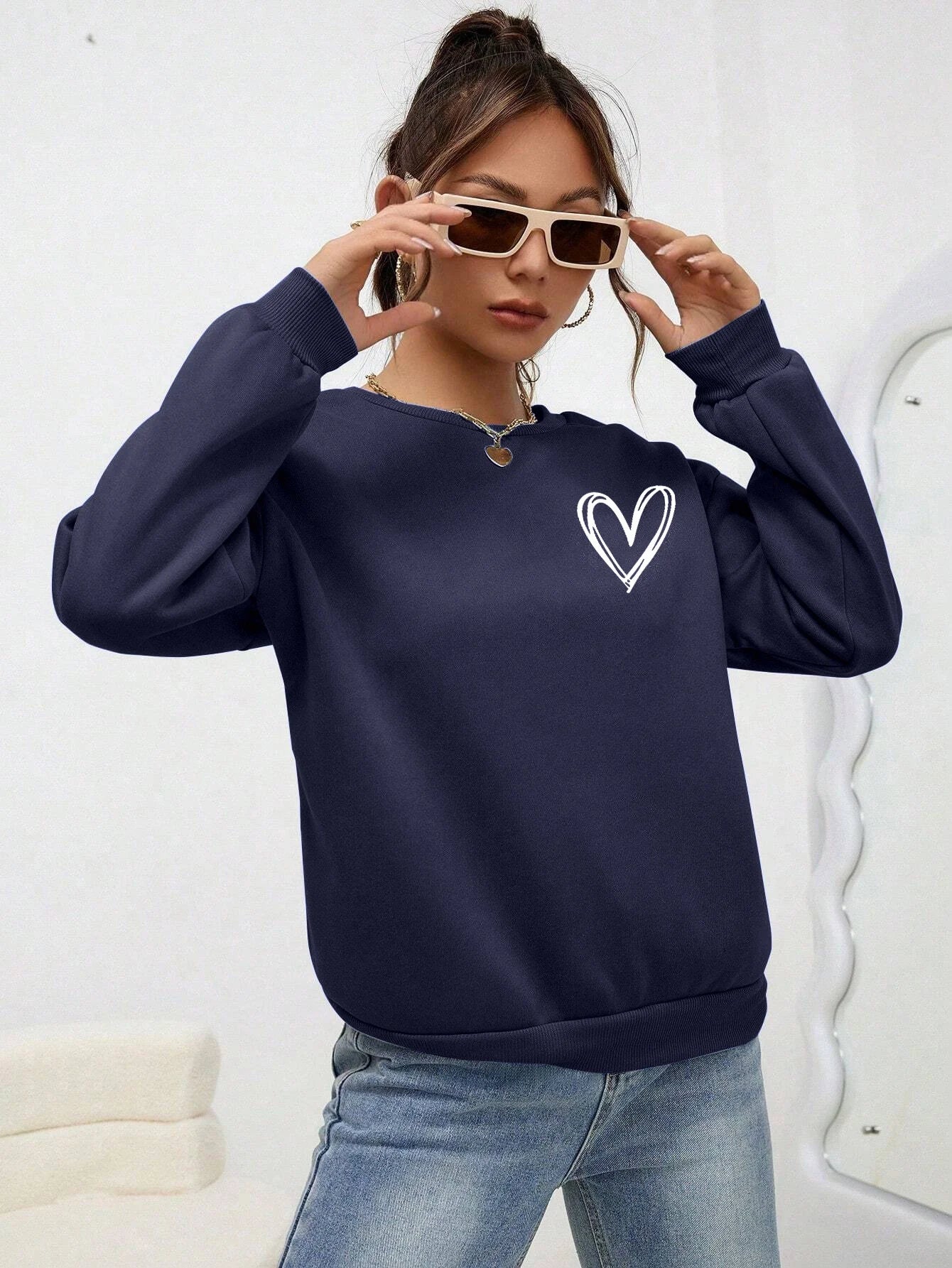 Heart Sweatshirt Womens