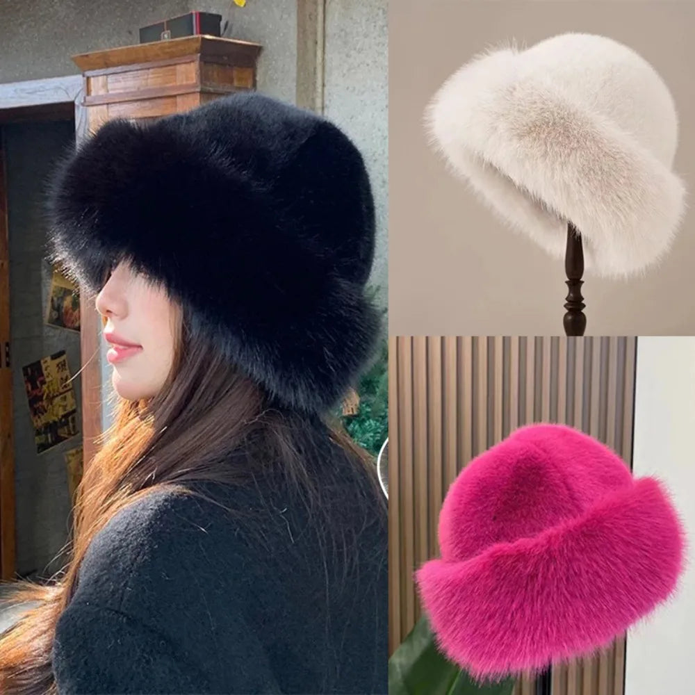 Winter Fluffy Fur Bucket Hat